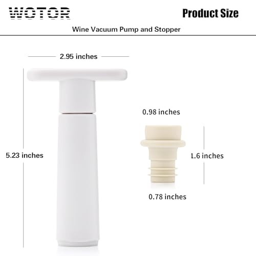 Image of WOTOR Wine Saver Vacuum Pump with 8 Stoppers, Wine Stopper & Preserver, Reusable Bottle Sealer Keeps Fresh, Ideal Accessories Gift, Flat Handle (White)
