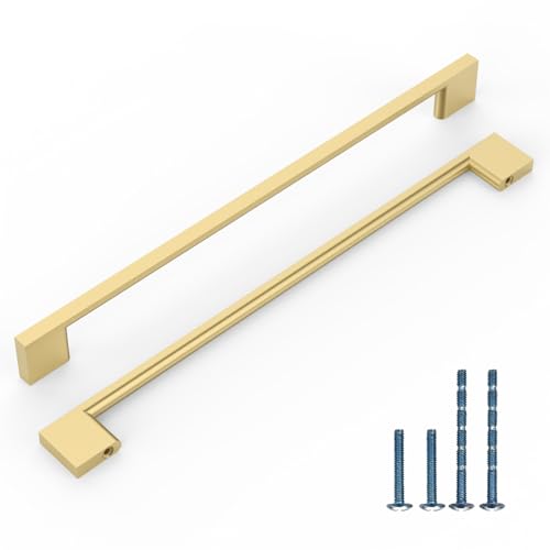 6 Pack 12.6 Inch(320mm) Kitchen Cabinet Handles Brushed Gold Cabinet Pulls Kitchen Cabinet Hardware Drawer Pulls for Cupboard Wardrobe