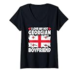 donna i love my hot georgian boyfriend couple georgia flag maglietta con collo a v