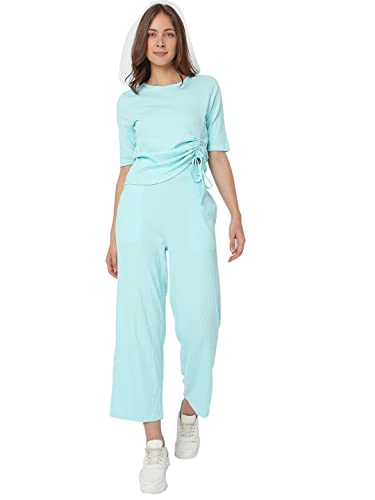 Image of VERO MODA Solid Cotton Round Neck Women's Top