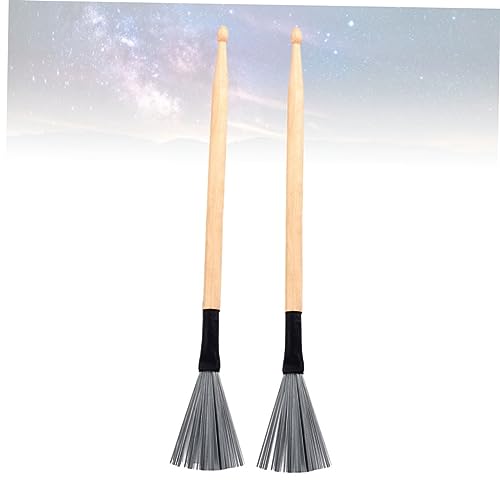 Totority 2 piezas de baquetas de madera de 294 mm y cepillos de acero para batería, accesorios de percusión para principiantes, mango de arce y diseño desmontable miniatura 5