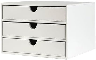 Unionbasic Portadocumenti Impilabile In Ecopelle – 3 Vassoi A4 Per Scrivania, Organizer Ufficio, Colore Nero