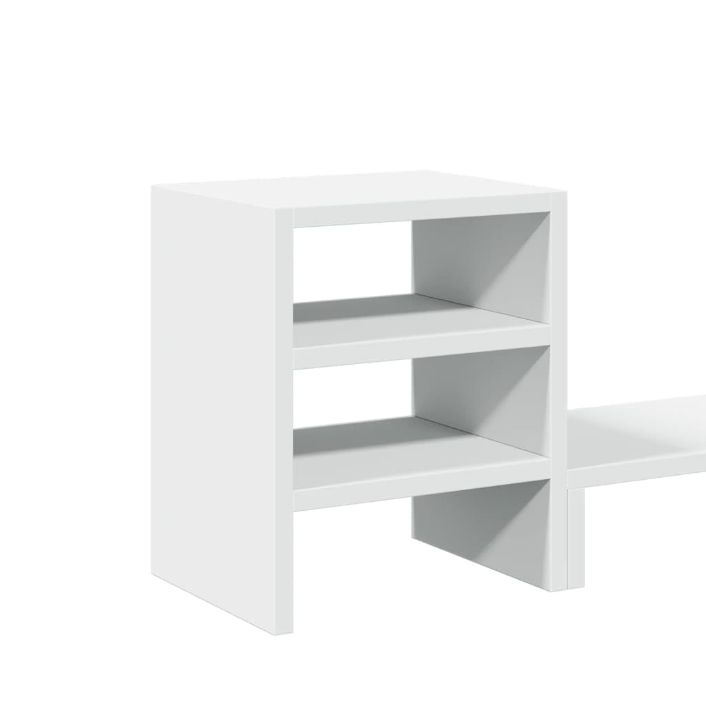 Supporto per monitor in legno bianco con organizer da scrivania, 80 x 20 x 30 cm, portata 35 kg, per scrivania del computer, scrivania, home office, ergonomico e facile da pulire