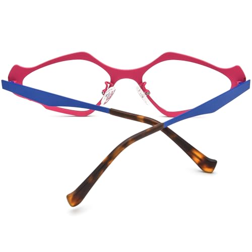 Image of FONEX Colorful Pure Titanium Glasses Frame Women Retro Round Eyeglasses