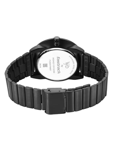 Image of Fastrack Vyb Arcane with Quartz Analog Purple+Black Dial Black Stainless Steel Strap Watch for Men - FV30047NM01W