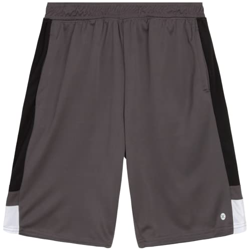 Rbx Boys' Active Shorts - Athletic Performance Basketball Shorts (2 Pack), Size 10-12, Castle Rock/Black #TOP3