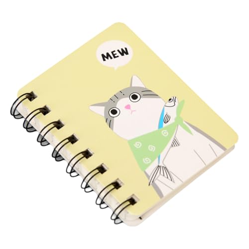karonpeln 女の子の日記 猫 日記帳 A7サイズ ミニ 可愛い ノート ノートブック キッズダイアリー メモ帳 おもしろ (イエロー)