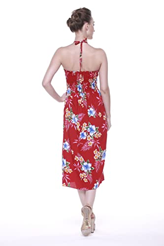 Image of Matchable Family Hawaiian Luau Men Women Girl Boy Clothes in Hibiscus Red