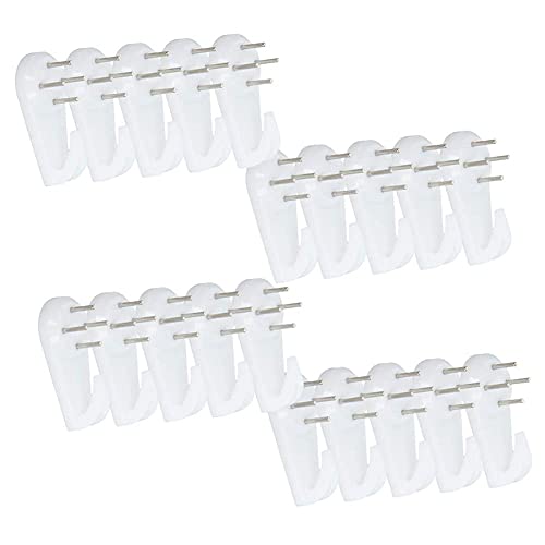 Image of Aicosineg Hardwall Hanger Mount Non-Mark Hook Photo Picture Frame Hanger for Fasteners Wall Wallpaper Walls Concrete Hooks Wooden Doors Hardware Medium White Tone 30pcs
