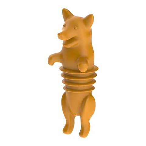 TrueZoo Corki Bottle Stopper, Corgi Animal Cork, Novelty Wine Stopper, Silicone, Set of 1, Orange Cover