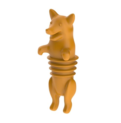 TrueZoo Corki Bottle Stopper, Corgi Animal Cork, Novelty Wine Stopper, Silicone, Set of 1, Orange