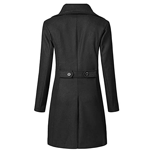 Image of Lu's Chic Men's Double Breasted Coat Korean Trenchcoat Fashion Dress Jacket Slim Fit Business Casual