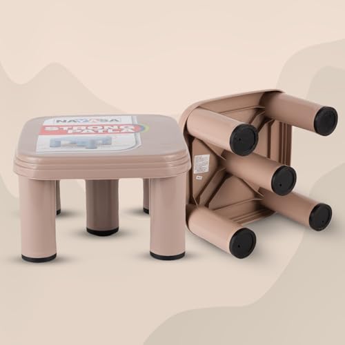 Image of Nayasa Strong Stool | Durable Plastic Stool | Ideal for Office Use, Kitchen and Bathroom Use, Shops and, Hospital Use, Plastic Stool for Home Use | Brown
