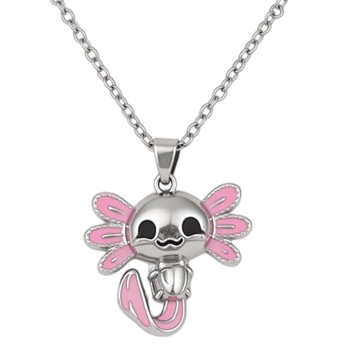 Axolotl Necklace, Zinc Alloy Cute Axolotl Pendant Necklace Stylish Animal Jewelry Gift Fit Women Salamander Necklaces for Birthday Party Graduation Present
