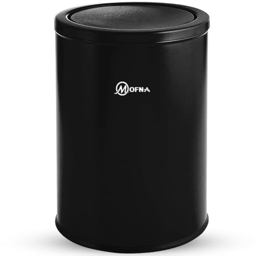 Image of mofna Stainless Steel Swing lid dustbin, Garbage Bin, Trash Can, with removable lid For Home, Kitchen, Bathroom, Office & Commercial Use - 12x28 In -60 Liter, Black, Pack of 1