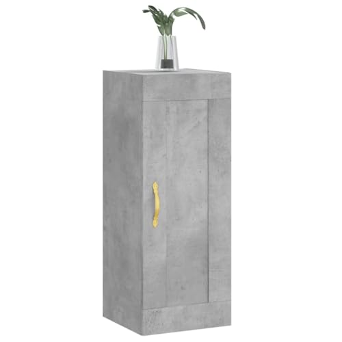 Aparadores gris hormigón 34,5x34x90 cm y armarios de pared modernos de madera de ingeniería 4