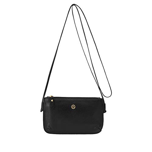 Bolsa Feminina Couro Legítimo Mariart Alça Transversal Fechamento Zíper 201 (Preto)
