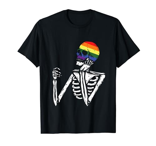 Skeleton Gay Pride LGBT-Q Ally Men Women T-Shirt