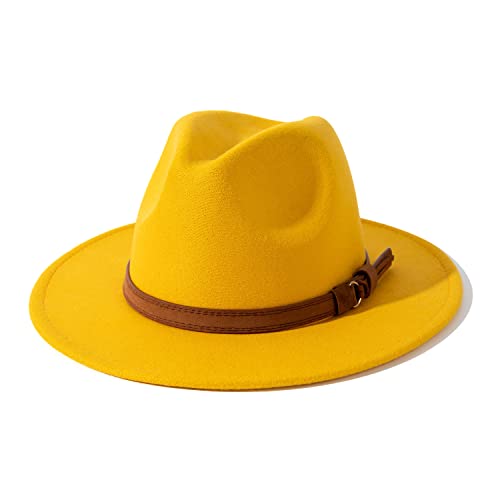 Image of Lisianthus Men & Women Vintage Wide Brim Fedora Hat | Classic Belt Buckle Decor, Adjustable Drawstring, Inner Breathable Sweatband, Timeless Style, Ideal for Travel & Daily