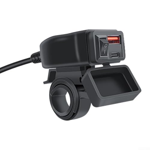Cargador USB de motocicleta de 12V 24V con voltímetro y toma PD de 20W 3