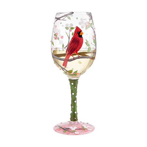 Enesco Designs by Lolita Cardinal Bird with Cherry Blossoms Wine Glass