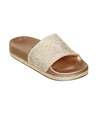 Sandales d'été pour femme et fille : claquettes plates à paillettes pour la maison