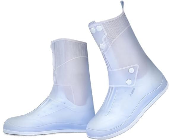 Minitul 10 inch Tall Silicone Shoe Cover Waterproof, Double-Breasted Waterproof Layer Shoes Cover for Rainy Season, Reusable Non-Slip Shoe Rain Cover
