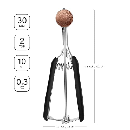TJ POP Mini Cookie Scoop 3cm, Stainless Steel Ice Cream Scoop with Easy Trigger Release, Good Grip for Mini Ice Cream Cookies - Image 2