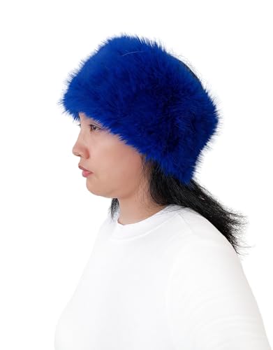 Lina & Lily Women's Winter Headband Head Ear Warmer Long Pile Faux Fur (Royal Blue) - Image 3