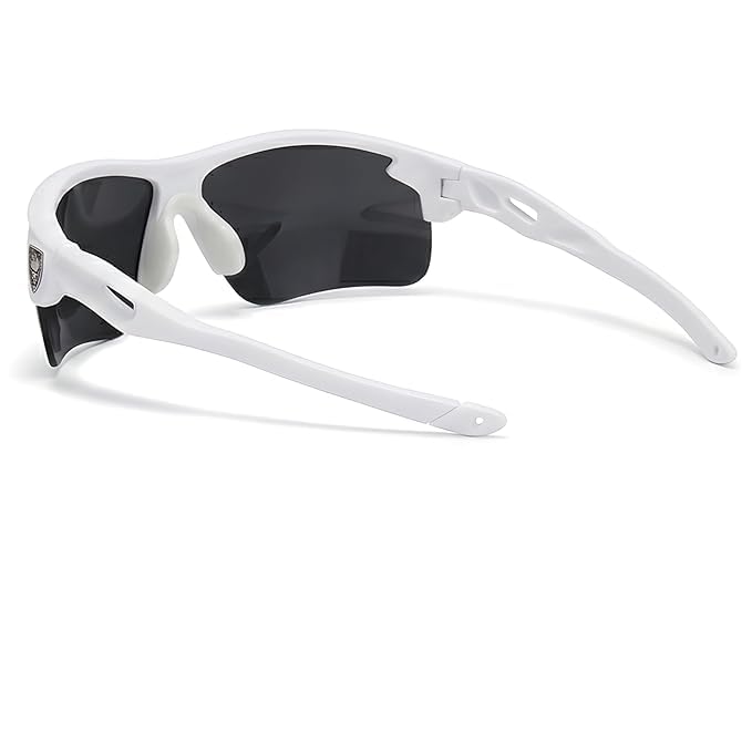 Image of Sports Sunglasses, Black /White | Full-Coverage UV400 Protection, Hydrophobic Mirrored Lens, Lightweight Shatterproof Design, Mercury