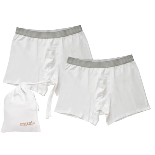 ORGANICKID Mens Organic Cotton Soft Breathable GOTs Certified Boxer Briefs in Custom Gift Bag pack of 2 - Main Image