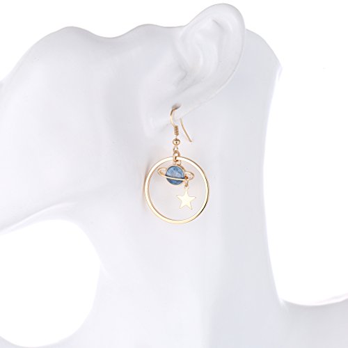 Sunscsc Enamel Moon Star Earth Planet Drop Hook Earrings Long Pendant Dangle Jewelry For Woman Girls (Short W756) #TOP4