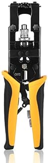 Uvital Multifunctional Coaxial Cable Crimper Adjustable Deluxe Shrinkable Coax Compression Connector Tool for F BNC RCA, RG58 RG59 RG6(3C, 4C, 5C) Universal Wire Cutters
