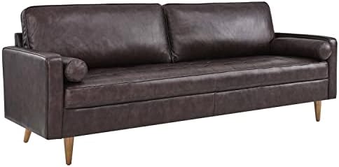 Modway Valour 88" Modern Style Leather and Dense Foam Sofa in Brown Finish