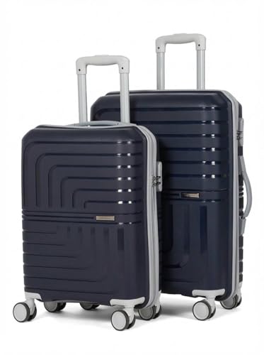 Image of Pro 8 Wheels Set of 2 (Cabin + Medium) Trolley Bags, Hard Case Polypropylene, 360º Wheeling Luggage for Men & Women, Suitcase for Travel, Trolley Bags for Travel (Dark Blue)