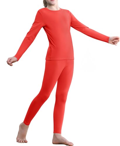 Sous-vêtement thermique filles avec doublure en polaire et haut hiver chaud QooNoo
