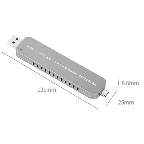 Carcasa externa USB3.1 Type-A+C para SSD M.2 NVME miniatura 2