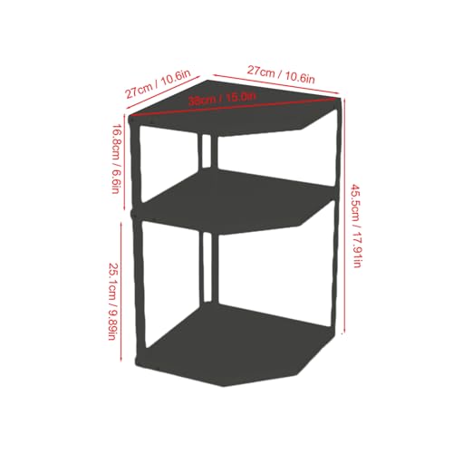 Tyenaza Kitchen Small Corner Shelf Rack, Fan Shaped Space Saving Stable Carbon Steel Cookware Stand for Pots Pans (3 Layer Black) - Image 2