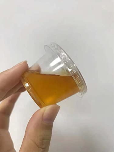 TashiBox 200 Sets - 1 Ounce Jello Shot Cups with Lids, Plastic Souffle Portion Cups with Lids, Clear