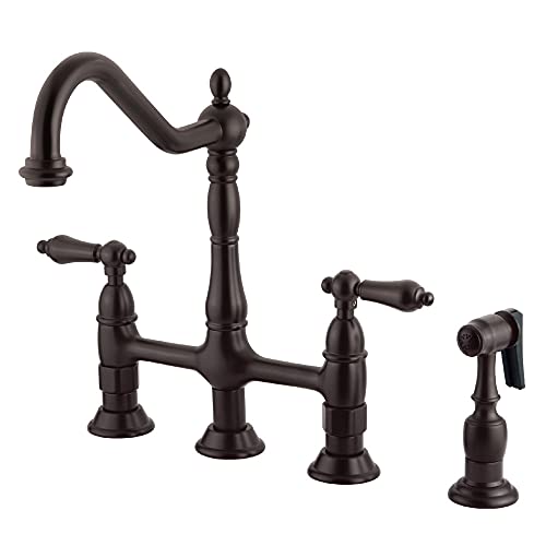 Kingston Brass KS1275ALBS Heritage Bridge Kitchen Faucet, 8-3/4', Oil-Rubbed Bronze