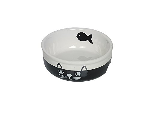 Nobby Bol en céramique pour Chat Face - Noir/Blanc - Diamètre : 13,5 x 5 cm - 1 pièce