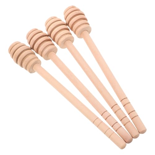 VERDANVERSE 4pcs Wooden Honey Mixing Dipper Sticks Jam Mixing Stirrer Long Handle Small Spoon Wooden Honey Stirring Stick For Syrup And Jam