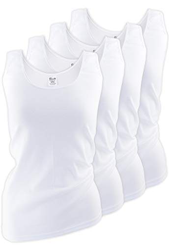 Yenita 4 Stück Damen Tank Top - Unterhemden mit dezent glänzender Satinband-Einfassung Cover