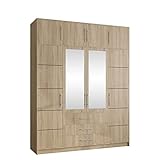 Drehtürenschrank mit 4 Türen und 3 Schublade + Schrankaufsatz mit 4 Türen