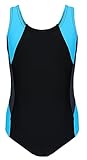 Aquarti Mädchen Badeanzug mit Ringerrücken, Farbe: Schwarz/Graphit/Blau, Größe: 164