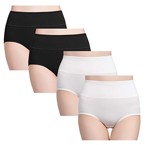 Image of wirarpa Women's Modal Underwear Soft High Waist Briefs Ladies Panties 4 Pack (Regular & Plus Size)