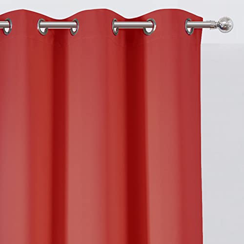 Image of LEMOMO Blackout Curtains 38 x 54 inch /Bright Red Curtains Set of 2 Panels /Thermal Insulated Room Darkening Bedroom Curtains