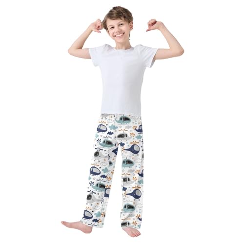 ZZXXB Aircraft Boys Long Pants Soft Trousers Elastic Waist Kids Lounge Bottoms with Pockets S-XL2