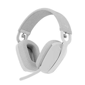 Headset Sem Fio Logitech Zone Vibe 100 Com Microfone Flip- to-Mute Com Cancelamento de Ruído, Conexão Bluetooth, Até 20h de Bateria, Design Leve e Confortável - Branco