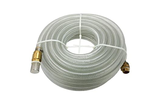 CHM GmbH 1 Zoll Saugschlauch Garnitur Messing 25 Meter Ansauggarnitur mit Rückschlagventil Ansaugschlauch Pumpe